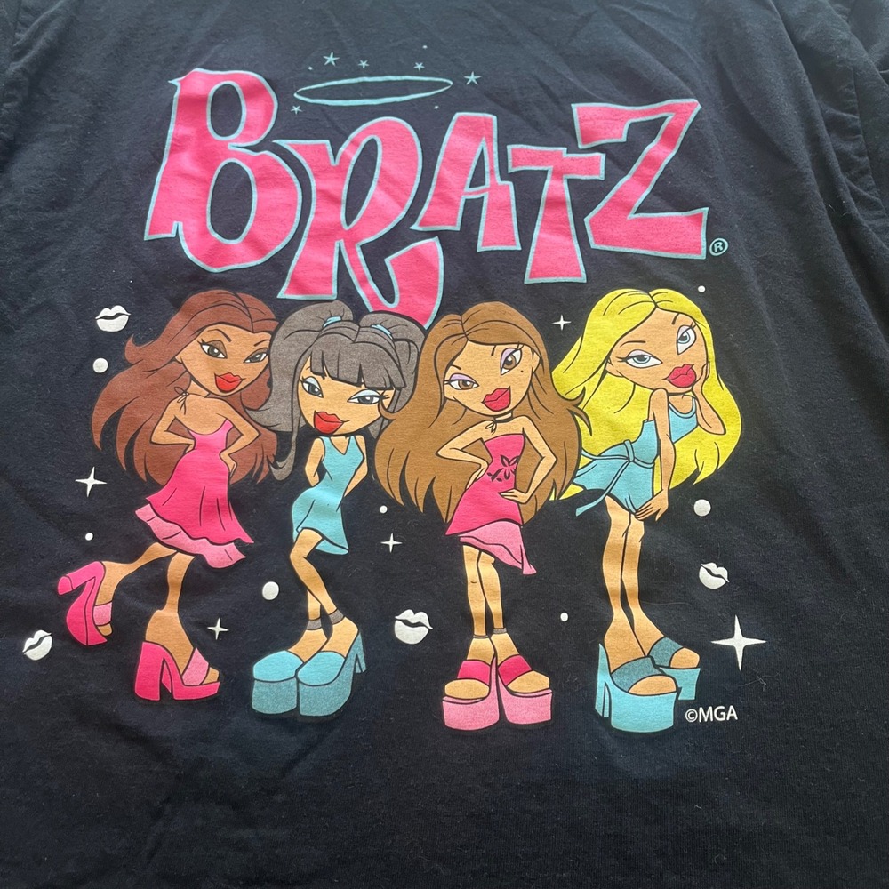 Bratz Graphic T-Shirt Black Large Y2K Dolls Yasmin Cloe Sasha Jade MGA‎ Cotton - Picture 3 of 6